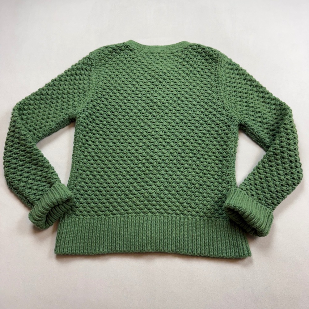 LL Bean Green Wool Angora Popcorn Knit Cardigan Sweater Womens Medium Regular - Picture 6 of 7